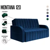 moeblo Kindersofa aus Samt MONTANA 120, Schlafsessel Sofa Sessel Jugendsofa Schlafsofa 2-Sitzer Gästebett mit Schlaffunktion, mit Bettkasten, mit Relaxfunktion blau