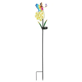 AMBIA GARDEN Solarleuchte Kunststoff 14,00x6,00x86,00 cm 1er Set Blau/Gelb/Pink/Dunkelbraun