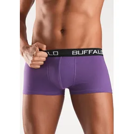Buffalo Hipster, (Packung, 4 St.), knapp sitzende Boxershorts mit Kontrastbund aus Baumwollmischung Buffalo gelb, rot, lila, blau