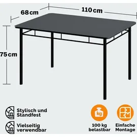 CASARIA CASARIA® Esstisch mit 4 Stühlen Holz Anthrazit