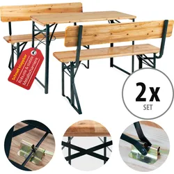 Stagecaptain BBDL-119 Hirschgarten Bierzeltgarnitur mit Lehne für Balkon 119 cm Natur 2x Set