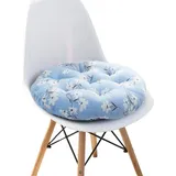 Boracy Sitzkissen Rund, 100% Baumwolle Stuhlkissen 40x40 cm Sitzkissen Stuhl Ohne BäNder, für Korbsessel Outdoor Gartenstuhl KüChe Esszimmer, Weich und Bequem(Blau,45x45cm)