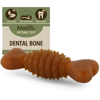 Nosli Natural Toys Dental Bone • Gummi Kauknochen für Hunde • Aus Naturkautschuk ohne Farbstoffe • Spielzeug Knochen Hund • Hundespielzeug Knochen mit Noppen • Hundeknochen Naturgummi (M)