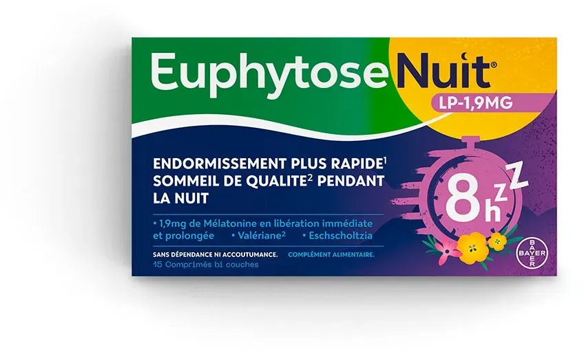 EuphytoseNuit® LP 1,9 mg mélatonine 30 comprimés à libération prolongée 30 pc(s) comprimé(s)