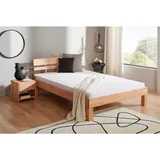 P & B Bett, Kernbuche, Holz, Kernbuche, massiv, 140x200 cm, für Elektrolattenrost geeignet, Rollrost Lattenrost geeignet, Schlafzimmer, Betten, Einzelbetten