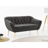 mks möbel Sofa PIRS-2 Sitzer, Set, Sofa 2-sitzer, T30-Schaum, Skandinavischer Stil, Gesteppte Polsterung, Holzbeine grau