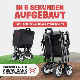 onbest Bollerwagen faltbar mit Dach schwarz/Kühltasche