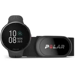 LAUF- & SPÒRTUHR MIT HERZFREQUENZ-SENSOR POLAR PACER PRO KARBONGRAU + H10 EINHEITSGRÖSSE