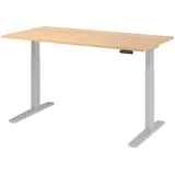bümö Schreibtisch, Eiche, Silber, Nachbildung,Eiche, Rechteckig, 160x74x80 cm, FSC Mix, Arbeitszimmer, Schreibtische, Bürotische