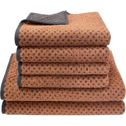Handtuch Set DYCKHOFF "Golden Shades Rhombus", braun (kupferfarben), 6 tlg., Walkfrottier, Obermaterial: 100% Baumwolle, Handtuch-Sets, Kuschelig weich;4 Handtücher (50x100cm), 2 Duschtücher (70x140cm)