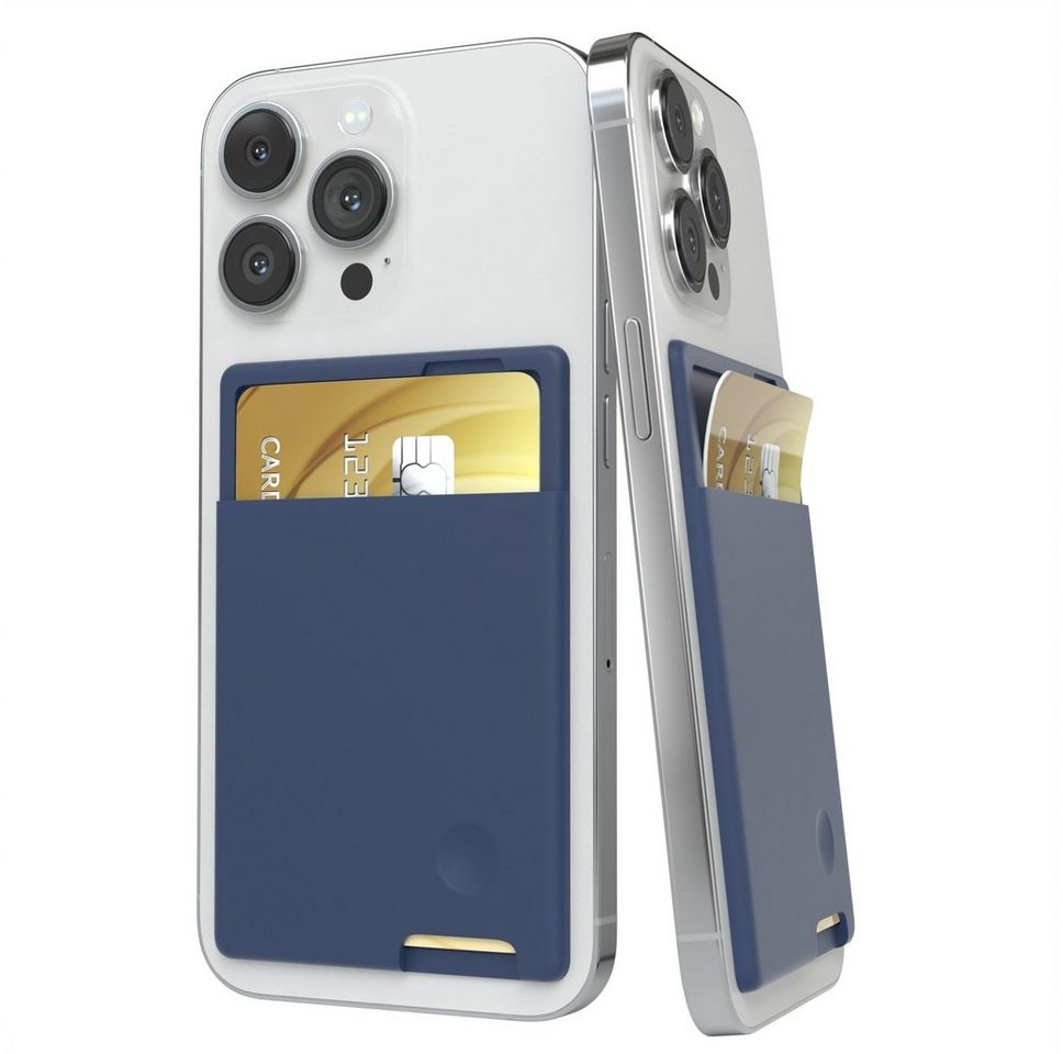 EAZY CASE Smartphone Cardholder Silicon Smartphone-Halterung, (Kartenfach Kartenhalter aus Silikon Kartenetui selbstklebend Blau) blau