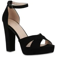 VAN HILL Damen High Heels Sandalette Veloursleder-Optik Party Absatz-Schuhe