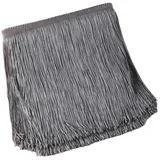 Blausky 10cm x 5m Breite Quaste Fransenborte Tanzfransen Schnittfranse Seidig Fransen Fransenband Dekoband Fransen-Borten Bänder zum Nähen,für Lateinisches Kleid Dessous Vorhänge,Grau