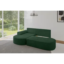 altdecor Eckcouch Cord mit Schlaffunktion und Bettkasten 2-Sitzer Grün