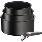 Tefal Ingenio Unlimited On 4-teiliges Kasserollenset, 16/18/20 cm, Topfset abnehmbarer Griff, stapelbar, platzsparend, Topfset Induktion antihaftversiegelt, einfache Handhabung und Reinigung, L39594