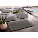 OTTO home Badematte Kapra 1, Badvorleger, Badezimmer Teppich, Höhe 14 mm, beidseitig nutzbar, strapazierfähig, fußbodenheizungsgeeignet, Baumwolle, rund, mit Bordüre, Badteppich, Badematte, Baumwolle grau rund | Ø 80 cm x 14 mm