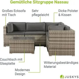 Juskys Nassau Lounge-Set beige-grau/dunkelgrau