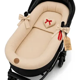 Totsy Baby Stubenwagen Umrandung aus Musselin Baumwolle – Nestchen für Babywanne Kinderwagen und Buggy Atmungsaktiv – Schonbezug Set 3-teilig mit Kissen und Einlage für Neugeborene Beige