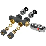luxebath Heizkörperthermostat Anschlussgarnitur Multiblock Anthrazit Mittelanschluss
