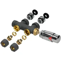 luxebath Heizkörperthermostat Anschlussgarnitur Multiblock Anthrazit Mittelanschluss