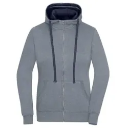 Damen Lifestyle Kapuzenjacke JN962, grün-melange/navy, Größe XXL - grün - XXL