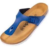 Palado Zehentrenner Damen Kos Matt – gefertigt in Spanien – weiche Veloursleder-Decksohle – mattes Obermaterial für dezente Eleganz Blau UK8 - EU41 - 41 EU