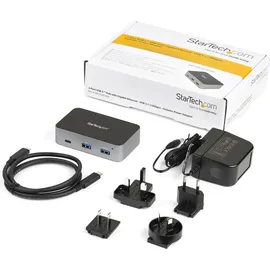 Startech StarTech.com 3-Port USB-C-Hub mit LAN-Anschluss - USB 3.2 Gen 2 (10 Gbit/s) - 2x USB-A und 1x USB-C - powered, USB 3.2 Gen 2 (3.1 Gen 2) Type-C, RJ... - Schwarz/Grau