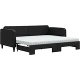 vidaXL Tagesbett Ausziehbar mit Matratzen Schwarz 90x190 cm Stoff