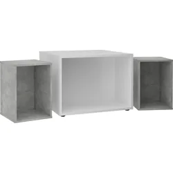 Couchtisch FMD "Joker 2", weiß (weiß, beton la, weiß, weiß), B:67,5cm H:50cm T:67,5cm, Tische, Couchtisch Eckige Couchtische