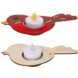 Holz-Teelichthalter "Vogel"  (pro Set 4) Bastelaktivitäten zu Weihnachten