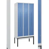 C+P Z-Spind Classic PLUS, Gestell, 6 Abteile, HxBxT 212x90x50cm, Zylinderschloss, Hellgrau/Fernblau von PROREGAL