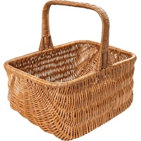 Creative Home Einkaufskorb Picknickkorb Weidenkorb mit Henkel Naturbraun Handgeflochten 40 cm