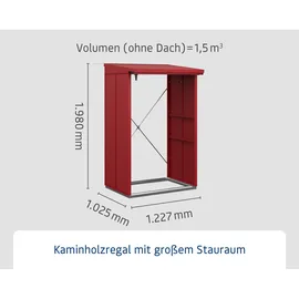 Hörmann Kaminholzregal Elegant-V Typ 1 Metall 123 x 103 x 198 cm Purpurrot
