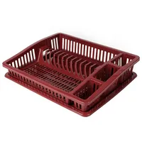 URBAN LIVING Sonoma Geschirrkorb mit Tablett 46 x 37 x 9,5 cm Farbe Ruby Wine