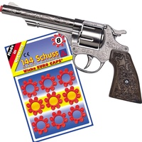 Hochwertige Pistole Revolver Gewehr inkl. 144 Schuss-Munition Polizei Cowboy für Kinder & Erwachsene Kostüm-Zubehör (Cowboy Revolver)
