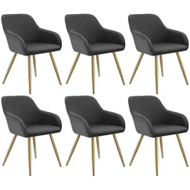 Tectake tectake® Esszimmerstuhl, gepolstert, in Cordoptik, robuste Stahlbeine, 58 x 62 x 82 cm