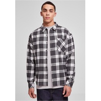 URBAN CLASSICS Boxy Dark Checked Kurzarmhemd Grey / White