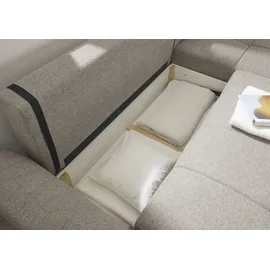 ed exciting design Ecksofa »Bern L-Form frei im Raum stellbar, mit Schlaffunktion in Sand & 3 Zierkissen