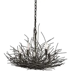 Kronleuchter Hängelampe Deckenleuchte Stahl Bronze D 61,5 cm Natur-Design