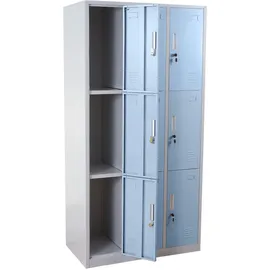 Mendler Schließfach Boston T829, Schließfachschrank Wertfachschrank Spind, Metall 9 Fächer ~ blau