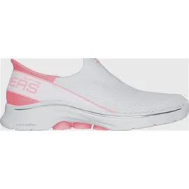 SKECHERS Go Walk 7 - Mia Weißes Textil, neonrosa Besatz, 37