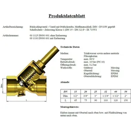 Schlösser Armaturen Rückflussverhinderer Rp 3/4' DN 20 Gold