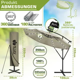 tillvex Ampelschirm Ø 350 cm Braun
