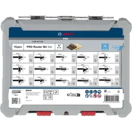 Bosch Fräser-Set 1/4 Zoll-Schaft 15-teilig