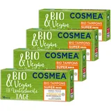 Cosmea Bio Tampons aus 100% Bio Baumwolle, Vorteilspack 4er Pack, sichere Damenhygiene im Einklang mit der Natur (Super)