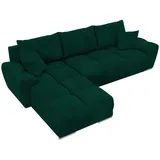 bromarkt Ecksofa NUBES Schlaffunktion Bettkasten L-Form 298x184x85cm Grün - Grün