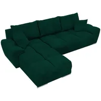bromarkt Ecksofa NUBES Schlaffunktion Bettkasten L-Form 298x184x85cm Grün - Grün