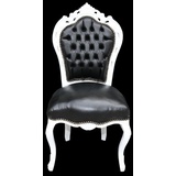 Casa Padrino Barock Esszimmer Stuhl Schwarz/Weiß Lederoptik Möbel Antik Stil