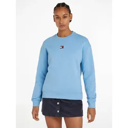 Sweatshirt TOMMY JEANS, Damen, Gr. M (38), blau (westside blau), Sweatware, Obermaterial: 100% Baumwolle, unifarben, casual, regular fit normal, Rundhals, Langarm Bündchen, Sweatshirts, mit Dropshoulder-Design und Frontlogo