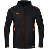 Trainingsjacke mit Kapuze Kinder schwarz/neonorange 152